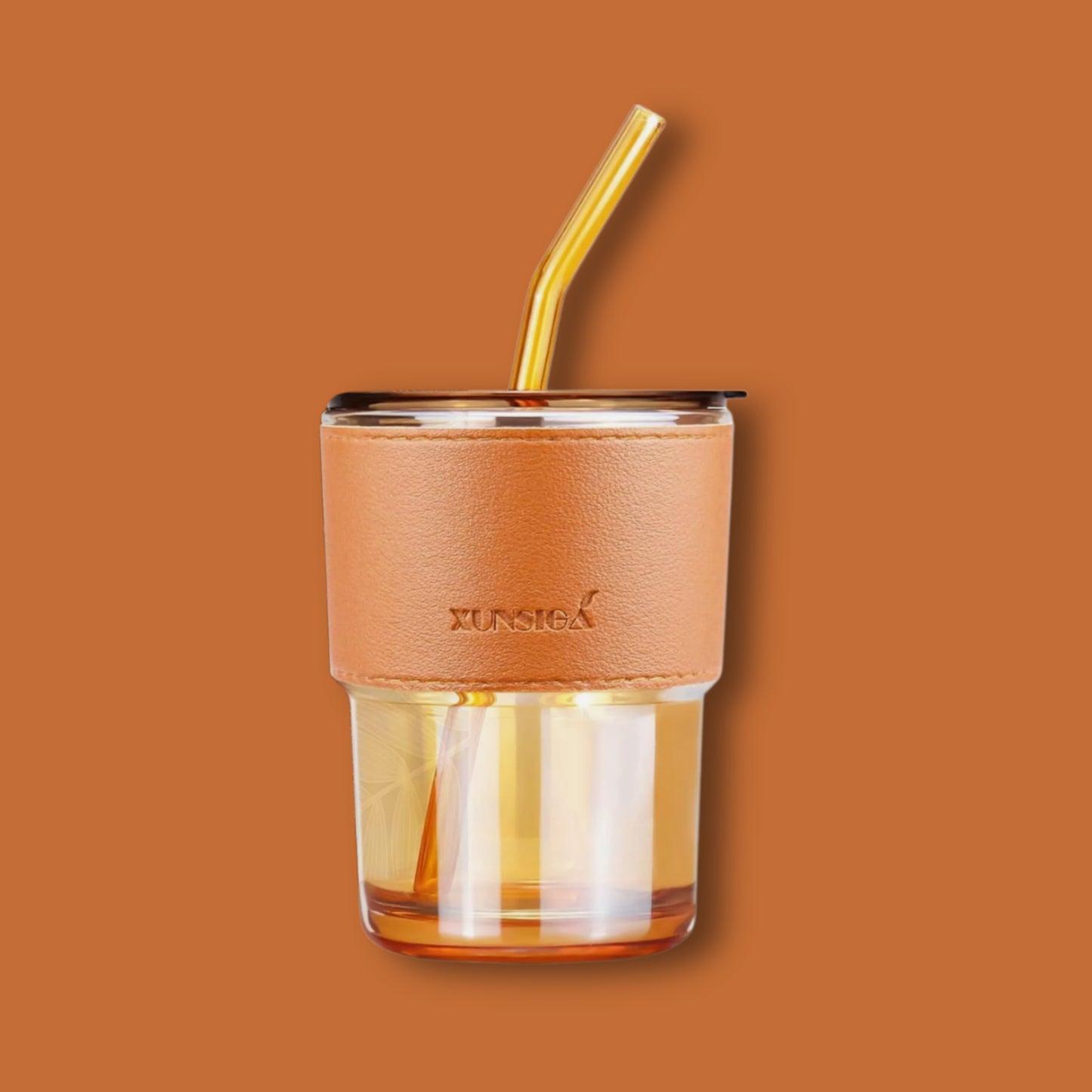 Ice White Mocha in Slub Glass with Straw
