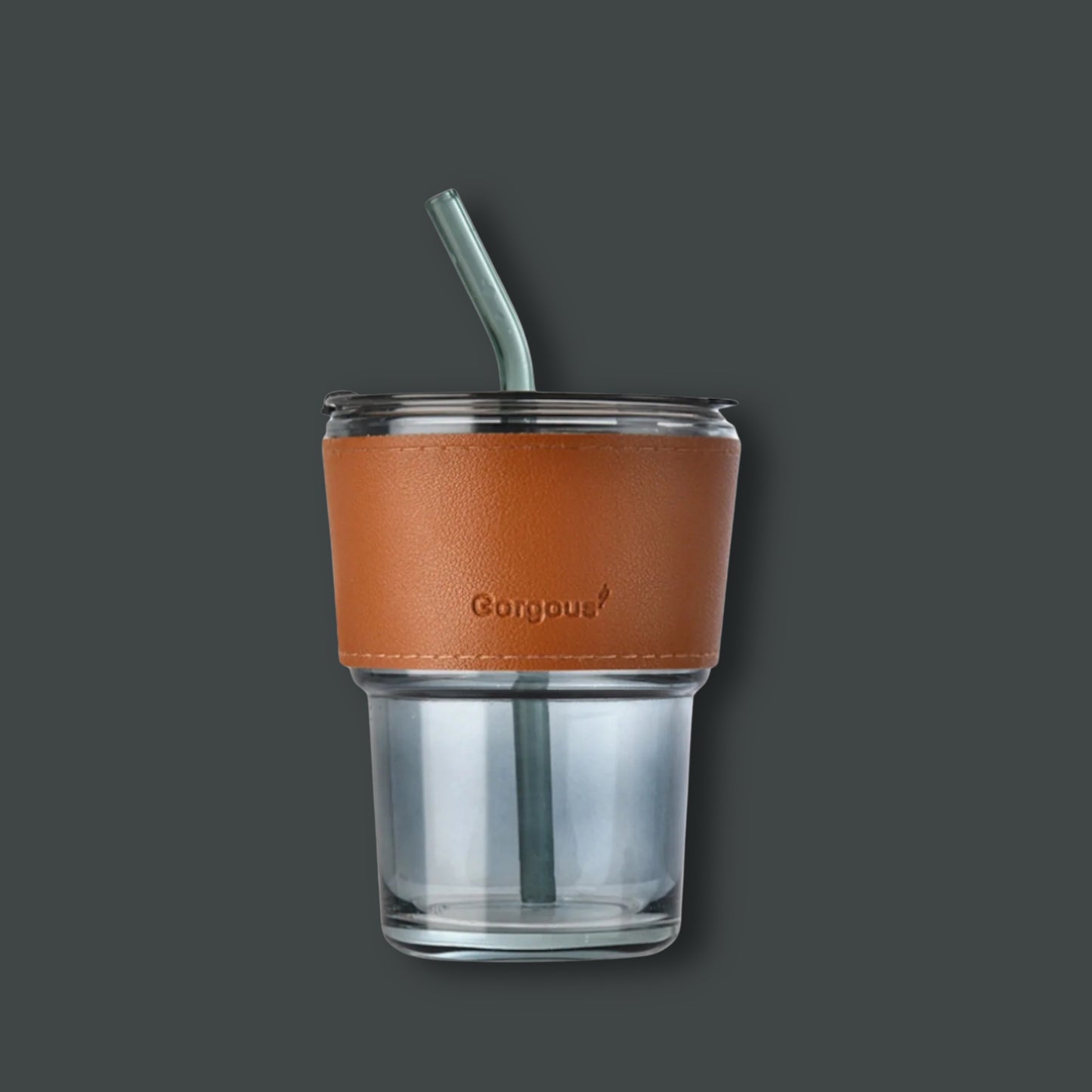 Ice White Mocha in Slub Glass with Straw