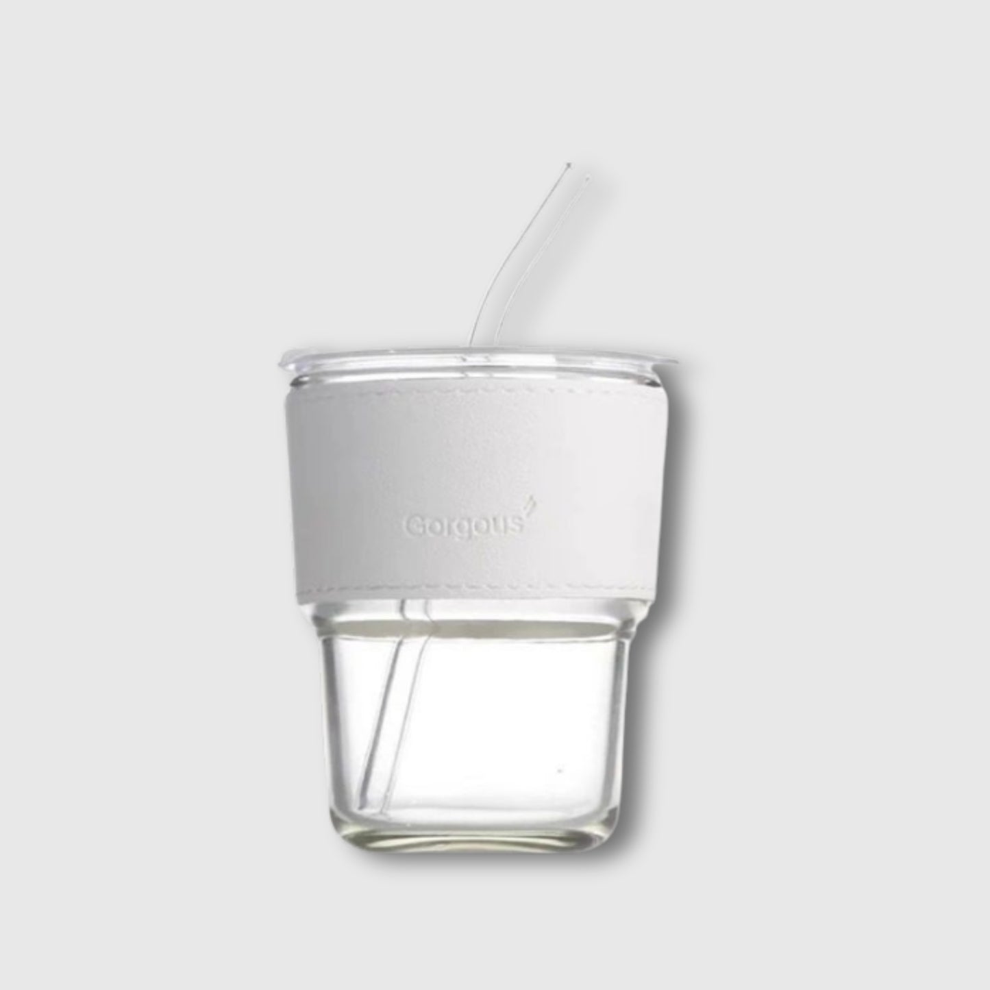 Ice White Mocha in Slub Glass with Straw